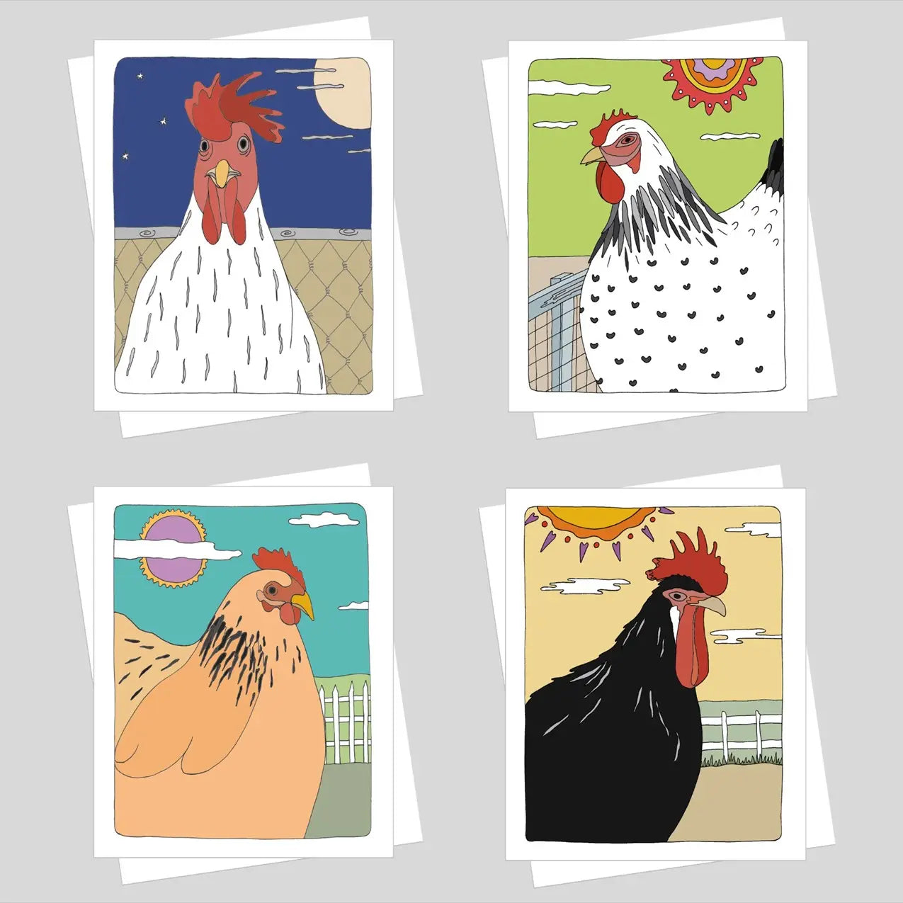 Barnyard Beauties Chickens Note Card Set