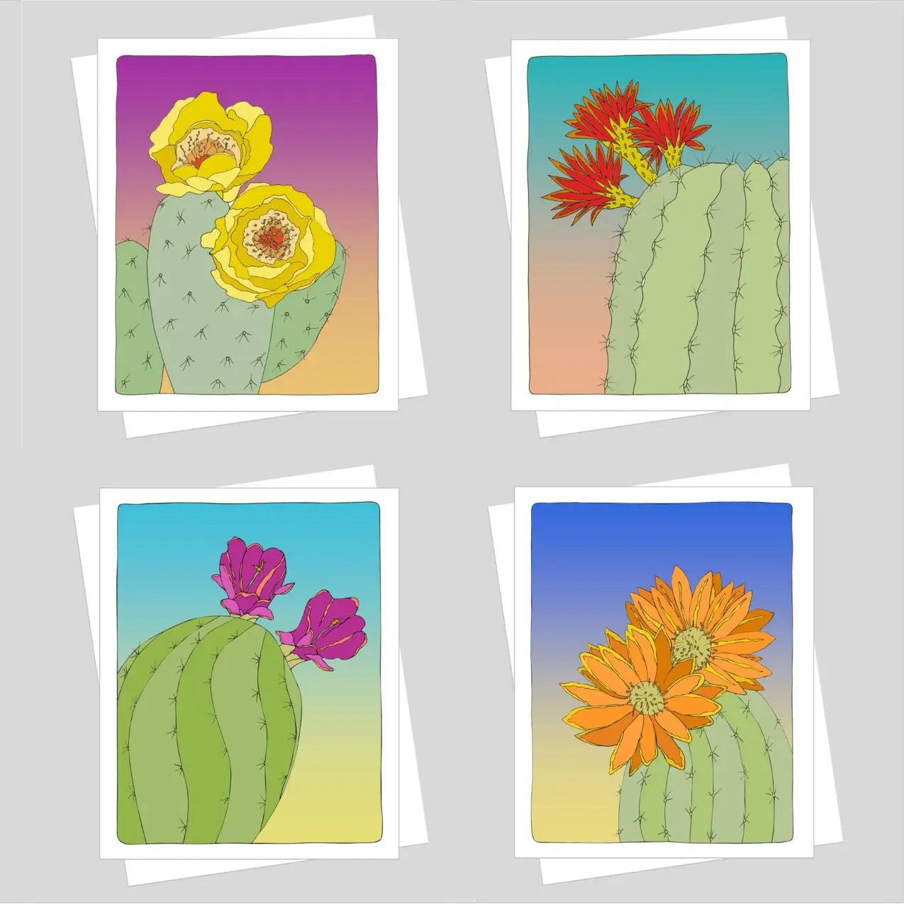 Blossoming Cacti Note Card Set