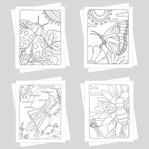 Garden Insects Coloring Card Set