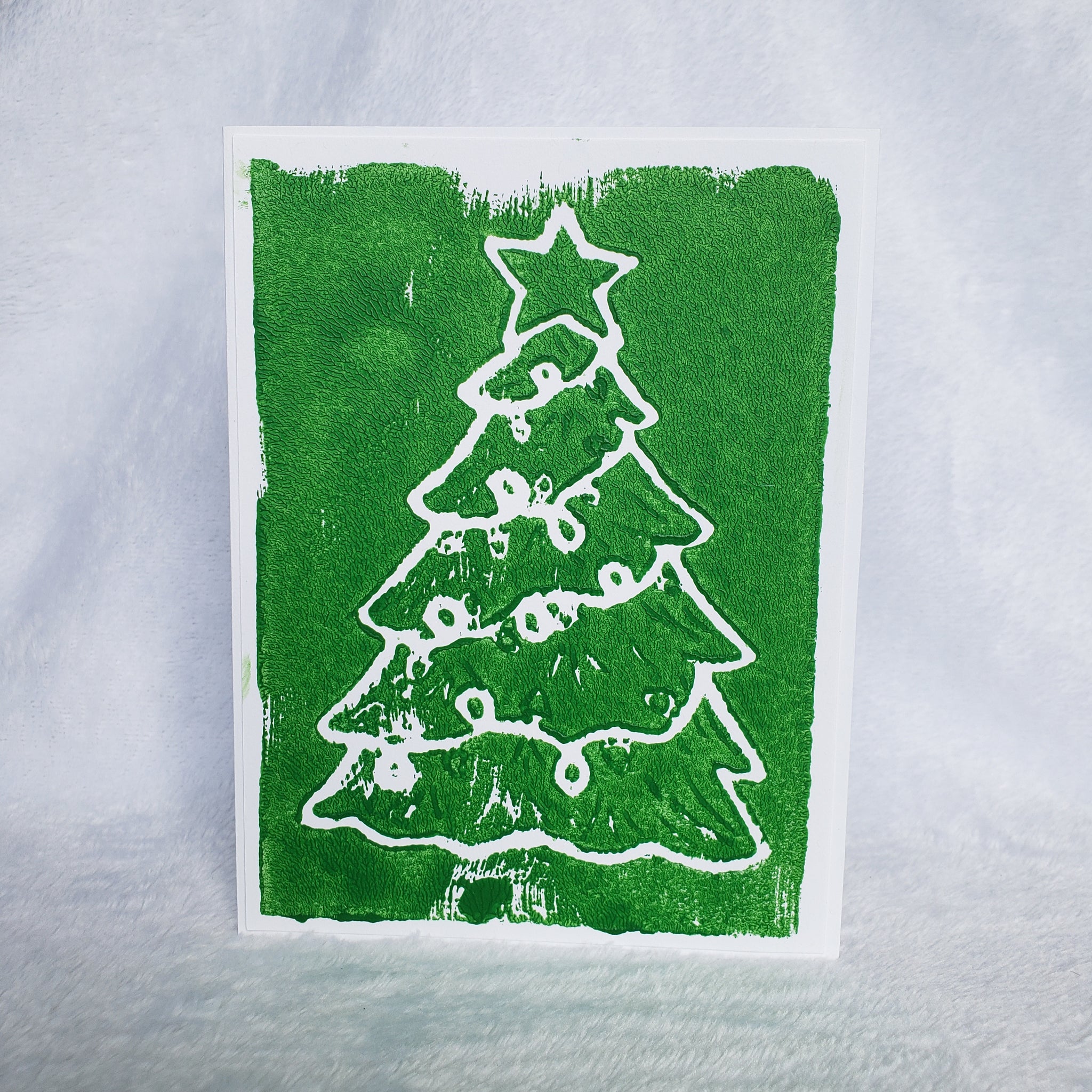 Christmas Tree Monoprint Card