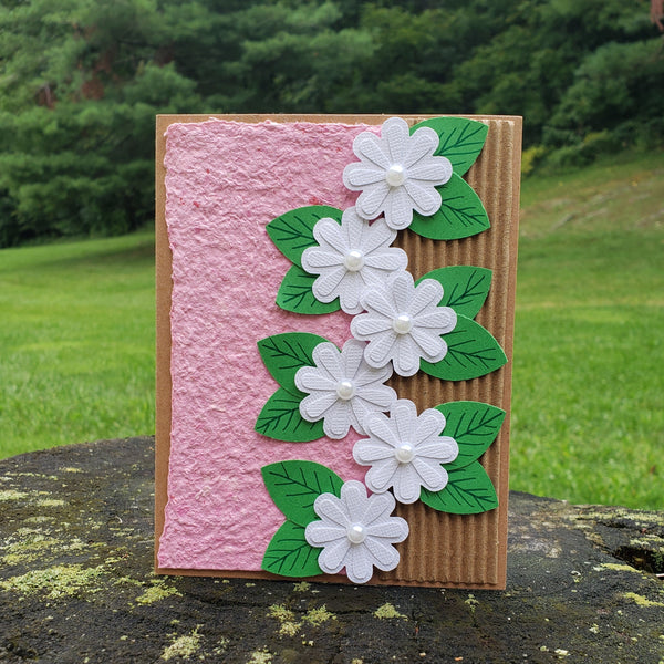 Floral Greeting Card with Pearls