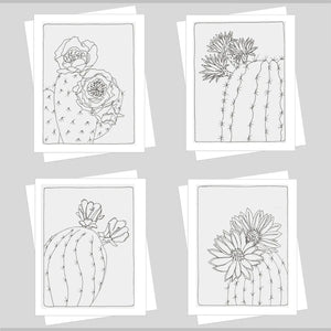 Blossoming Cacti Coloring Card Set