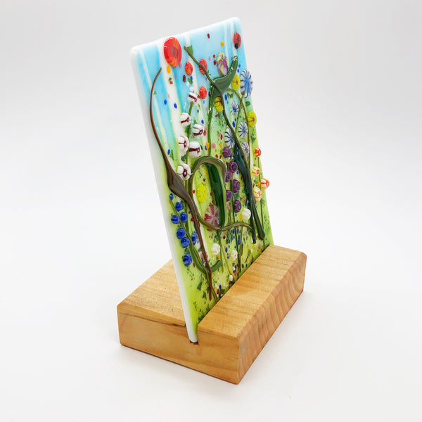 Flowers in Wooden Stand