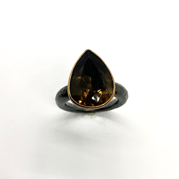Smokey Quartz with Diamond Ring