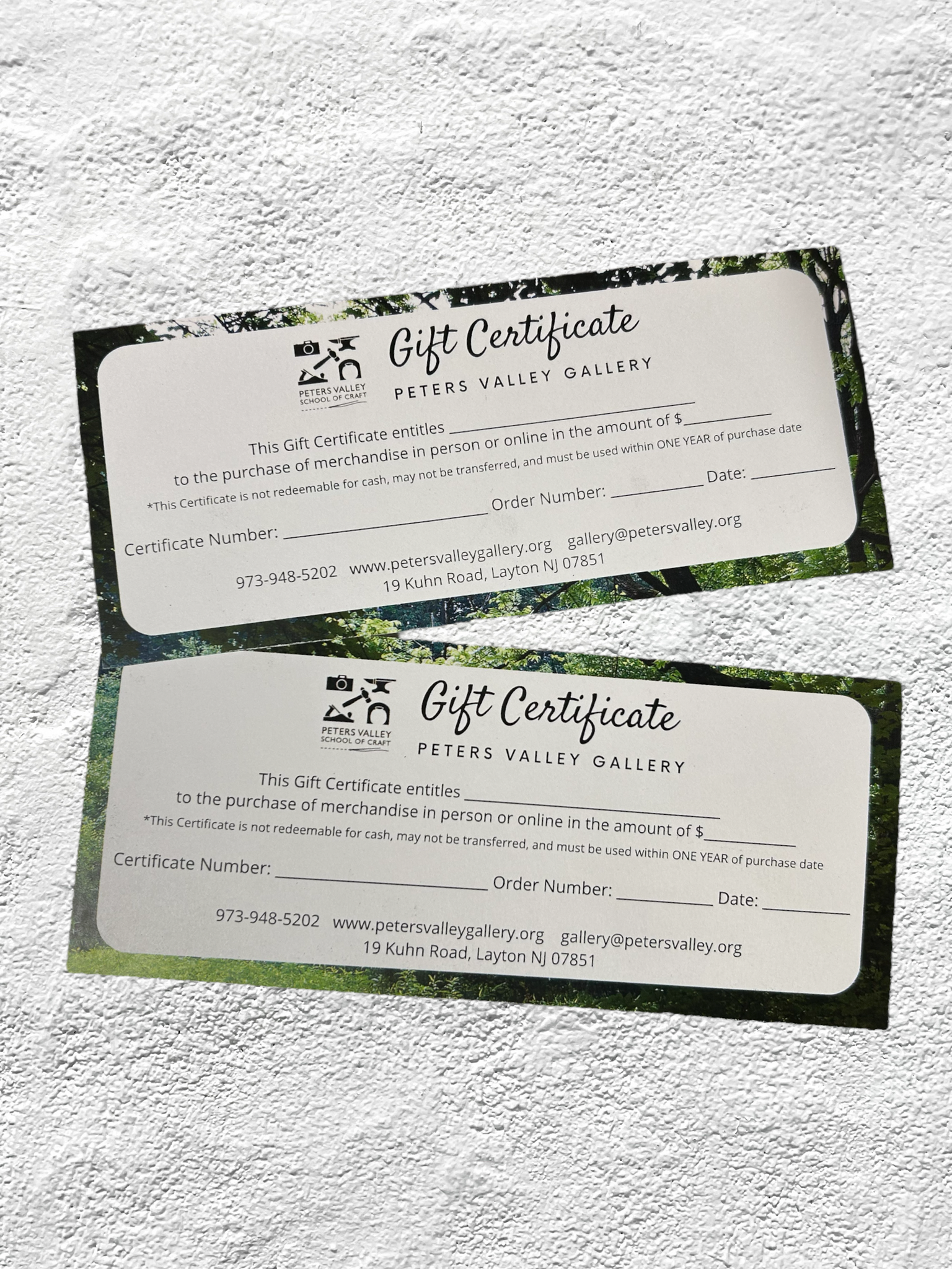 Peters Valley Gallery GIFT CARD - Various Amounts