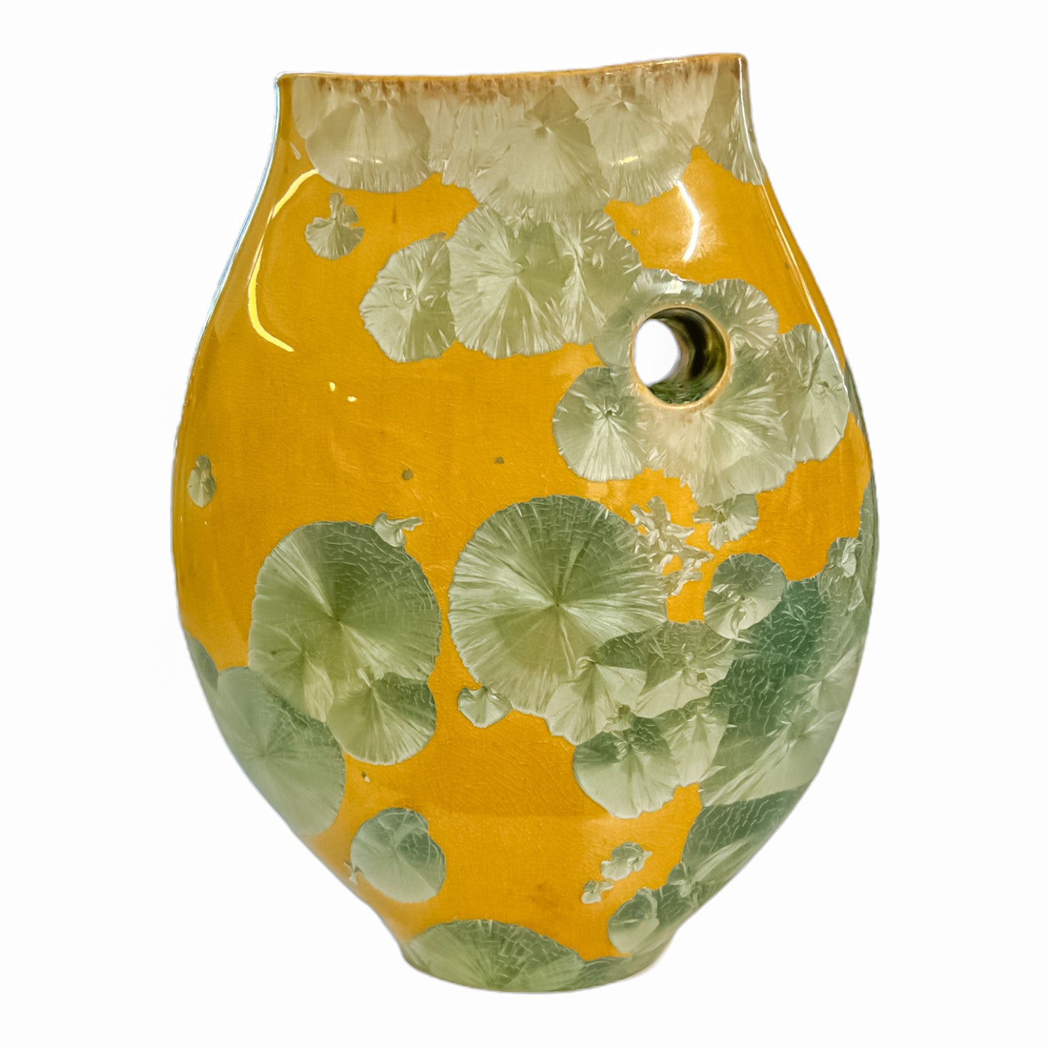 Green Crystal Yellow Vase
