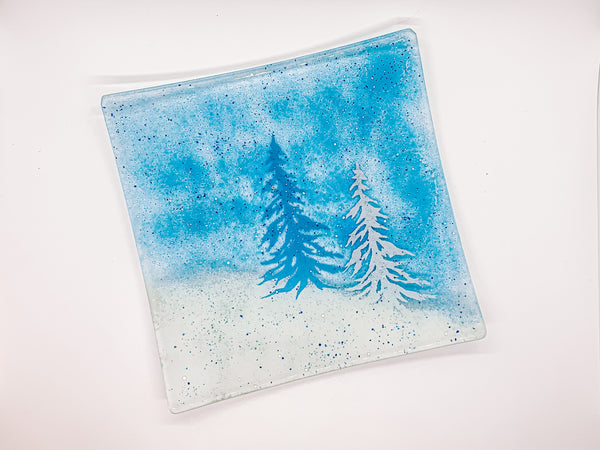 Square Winter Tree Plate