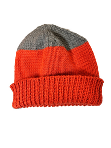 Knit Hat - Red & Grey