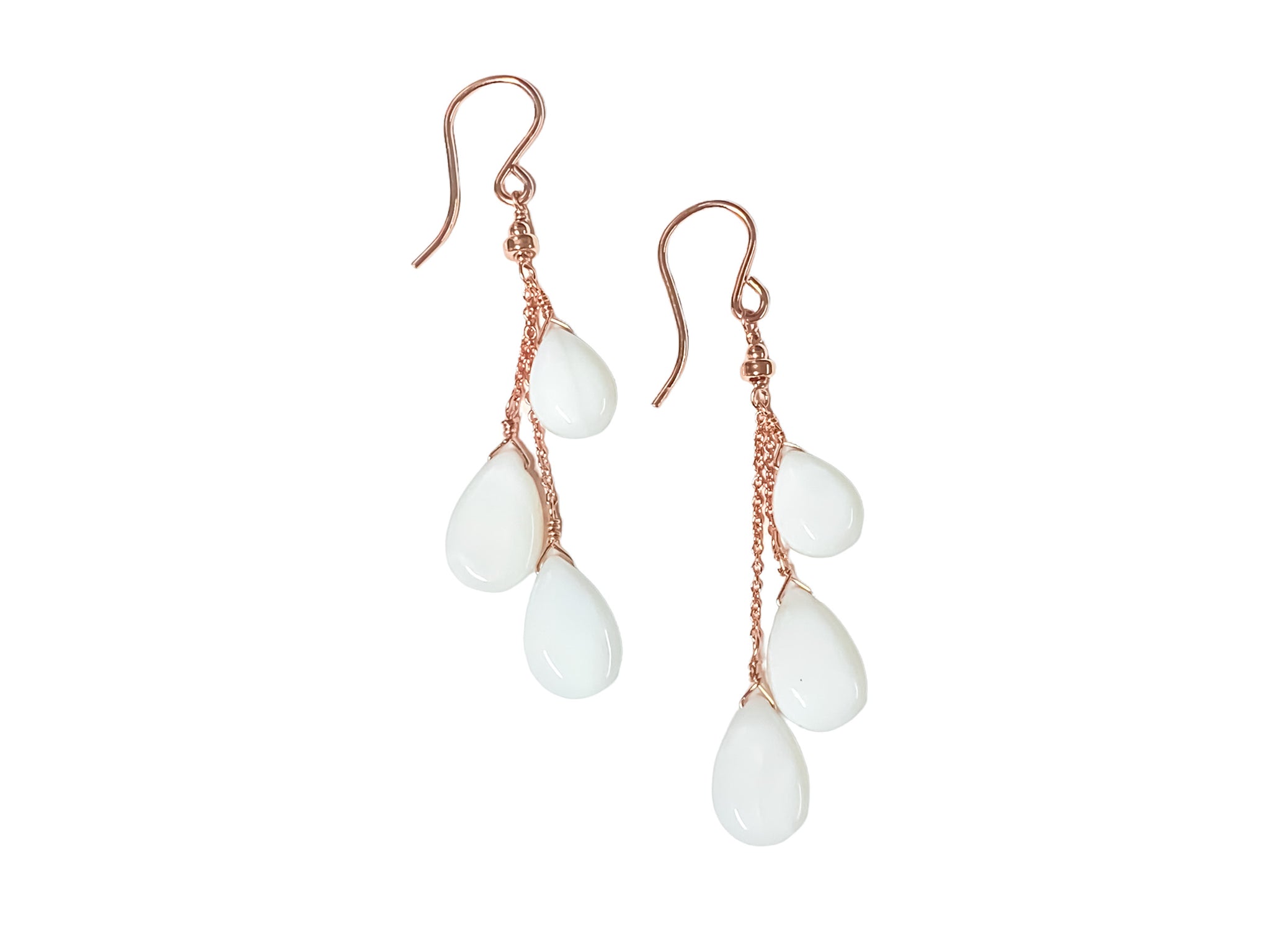 White Opal Chain Earrings