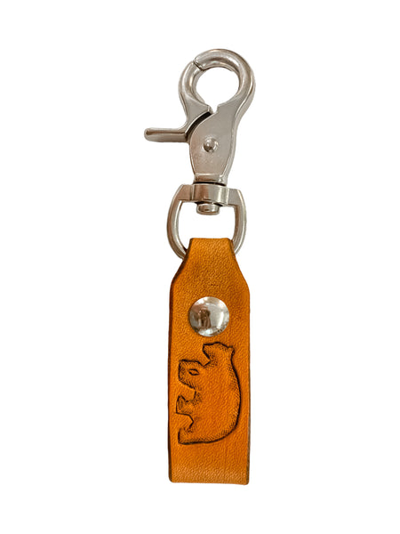 Hand Tooled Woodland Critter Keychain - Medium Tone Leather
